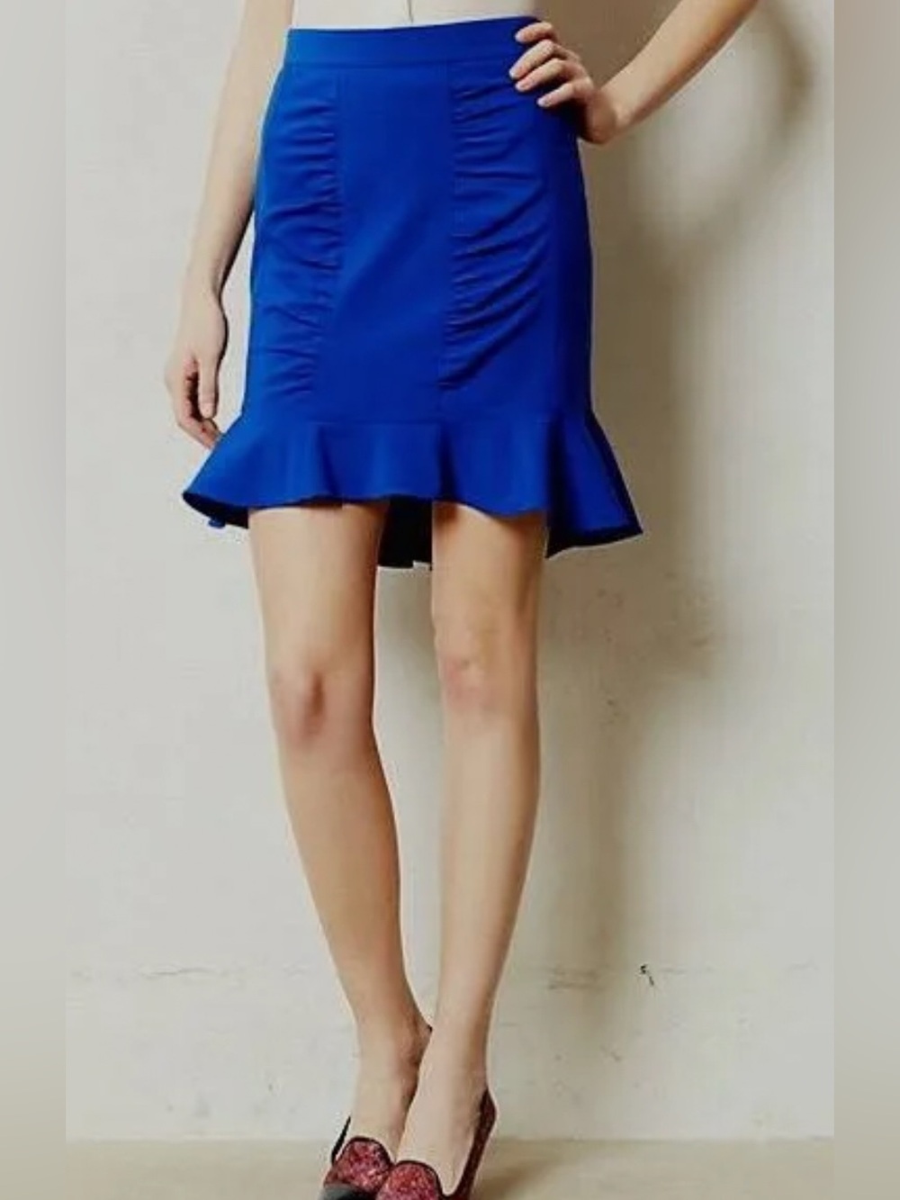 HD in Paris Cobalt Blue Ruffle-Hem Mini Skirt Size 10
